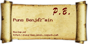 Puns Benjámin névjegykártya
